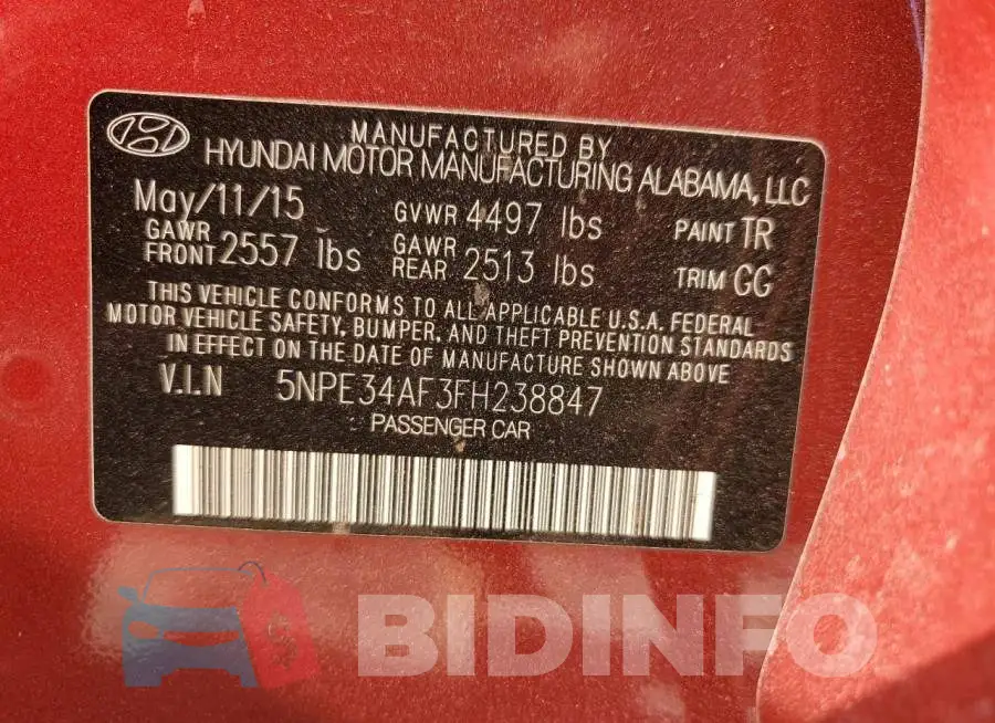 5NPE34AF3FH238847 Photo# 12