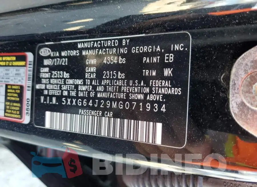 5XXG64J29MG071934 Photo# 13