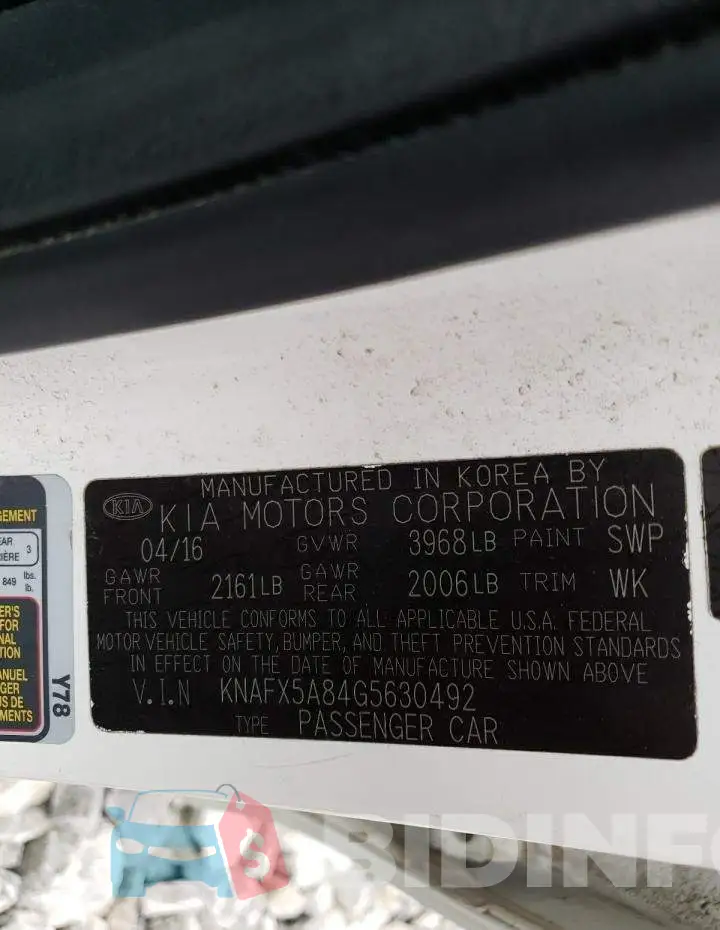 KNAFX5A84G5630492 Photo# 13