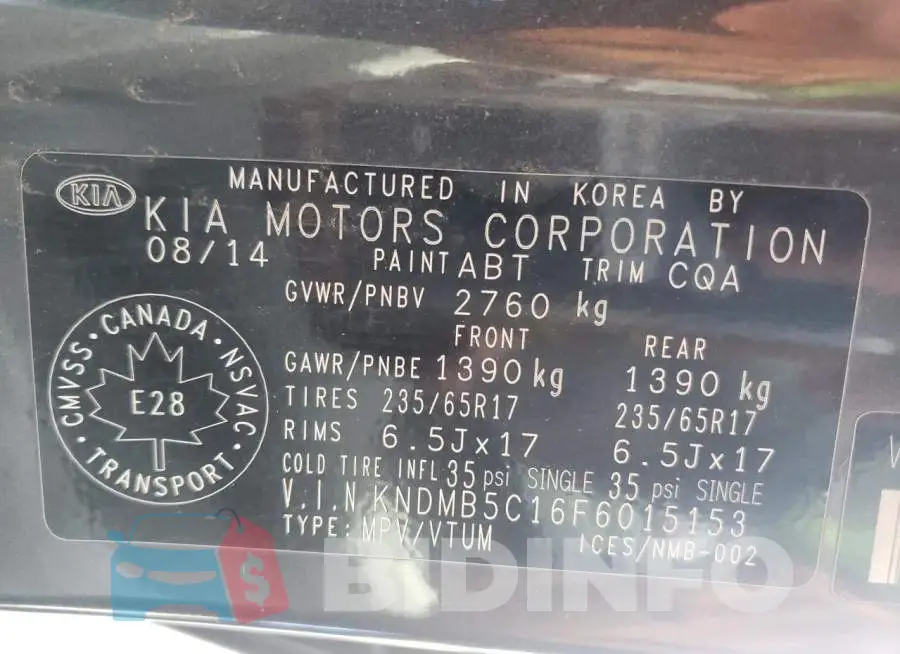 KNDMB5C16F6015153 Photo# 14