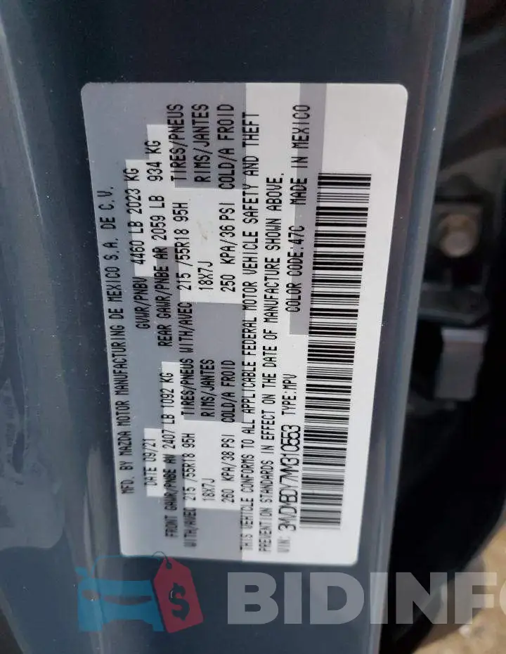 3MVDMBDY7MM310553 Photo# 12