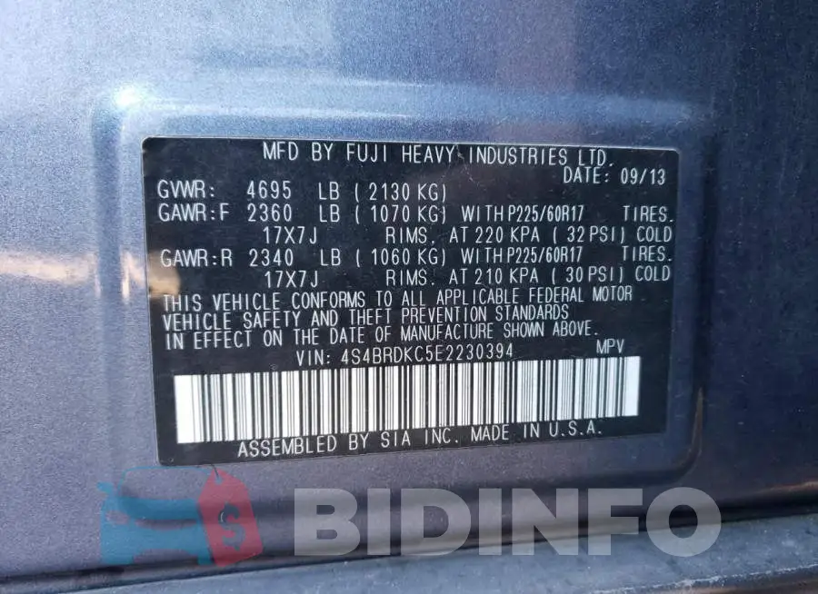 4S4BRDKC5E2230394 Photo# 12