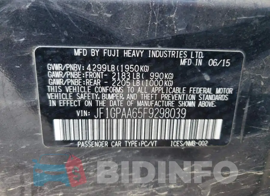 JF1GPAA65F9298039 Photo# 13