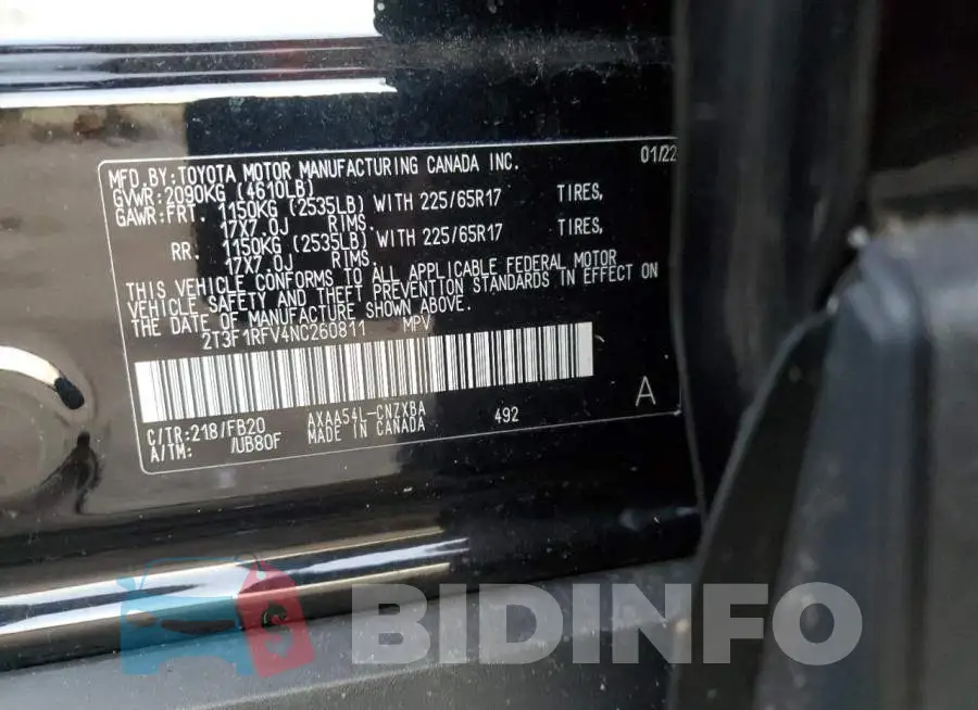 2T3F1RFV4NC260811 Photo# 12