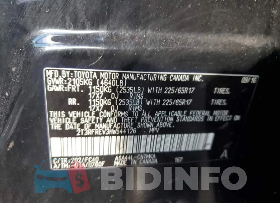 2T3RFREV3HW544126 Photo# 12