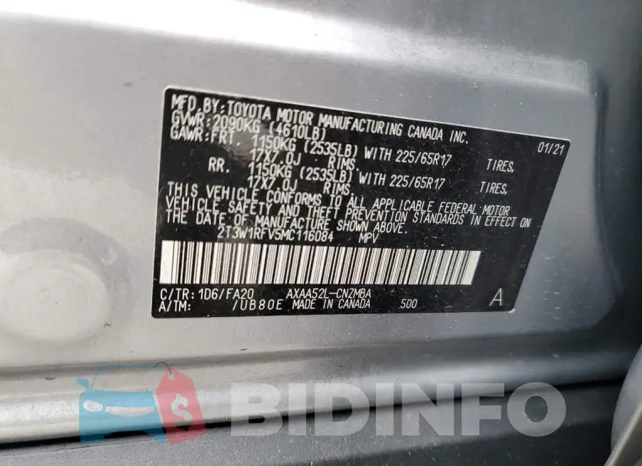 2T3W1RFV5MC116084 Photo# 14