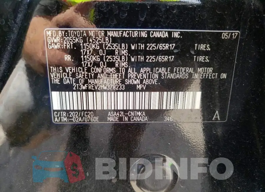 2T3WFREV2HW378233 Photo# 13