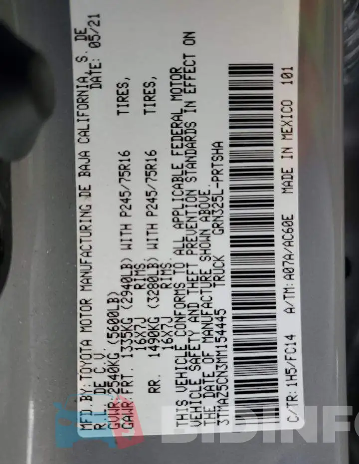 3TMAZ5CN3MM154445 Photo# 13