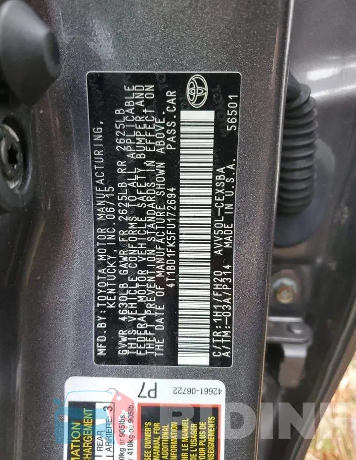 4T1BD1FK5FU172694 Photo# 12