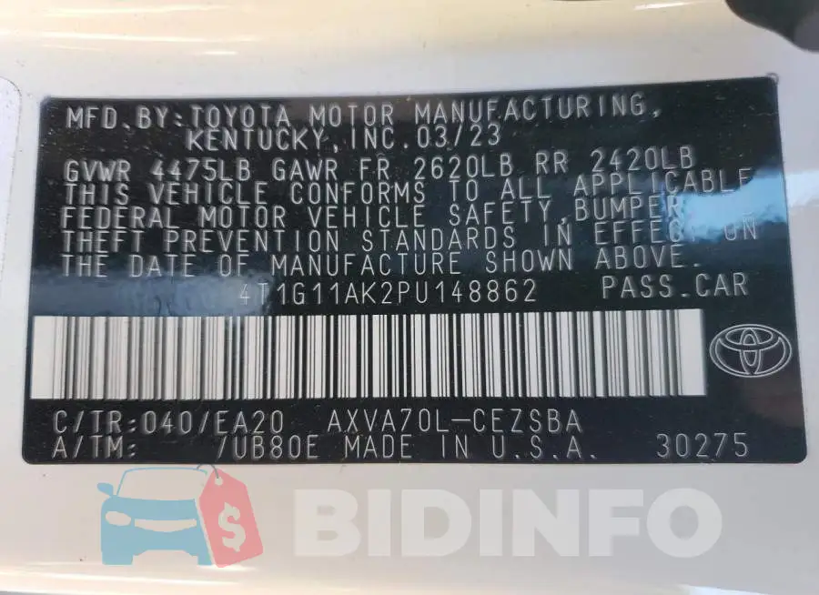 4T1G11AK2PU148862 Photo# 12