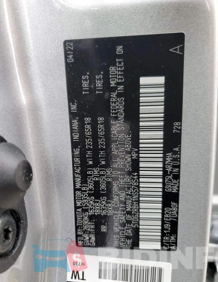 5TDGZRBH1NS578544 Photo# 13