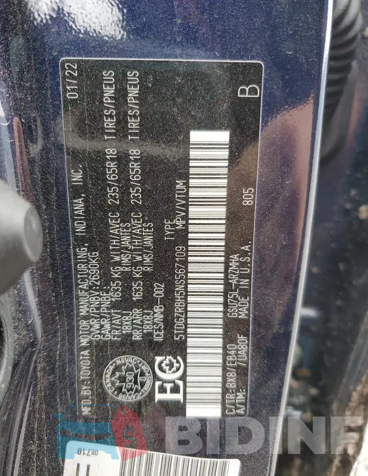 5TDGZRBH5NS567109 Photo# 14