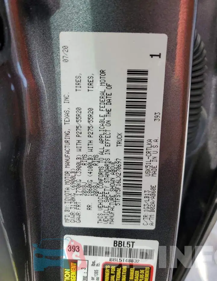 5TFSY5F16LX270697 Photo# 12