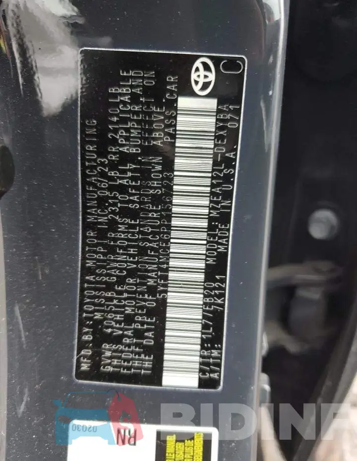 5YFT4MCE6PP156723 Photo# 12