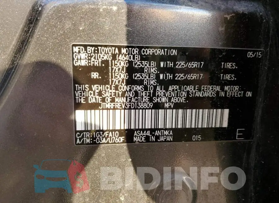 JTMRFREV3FD138809 Photo# 12