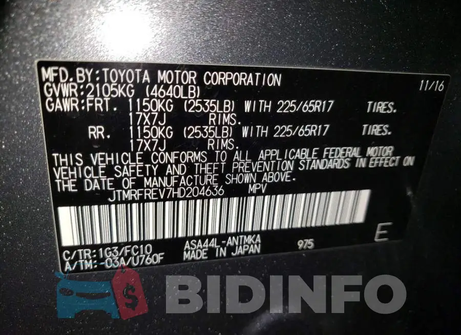 JTMRFREV7HD204636 Photo# 12