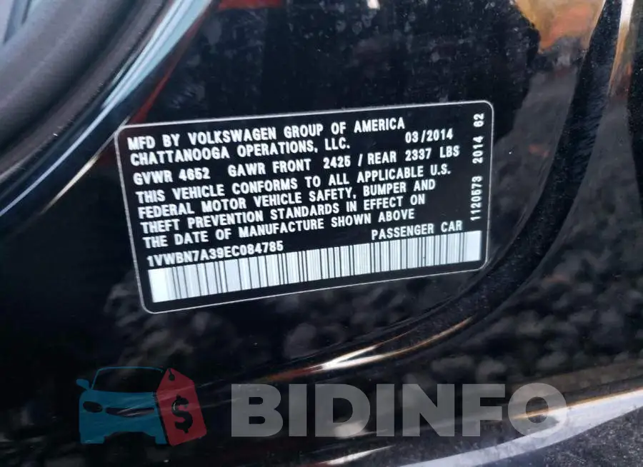 1VWBN7A39EC084785 Photo# 12