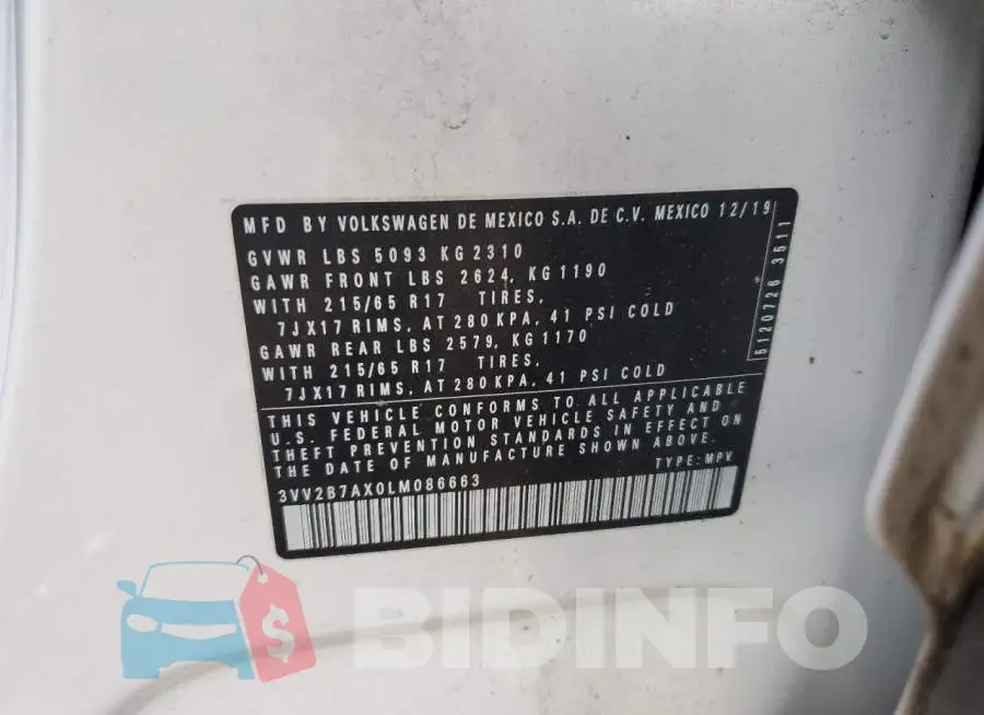3VV2B7AX0LM086663 Photo# 12