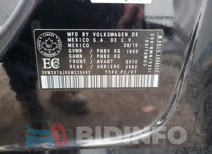 3VW267AJ0GM220492 Photo# 13