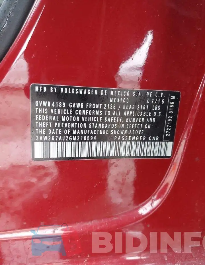 3VW267AJ2GM210594 Photo# 12
