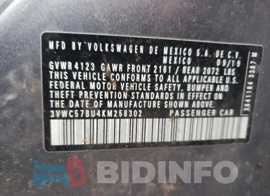 3VWC57BU4KM258302 Photo# 12