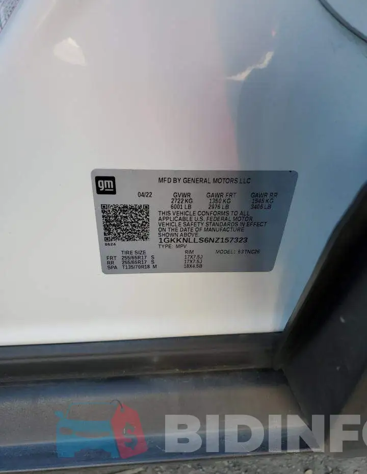 1GKKNLLS6NZ157323 Photo# 12
