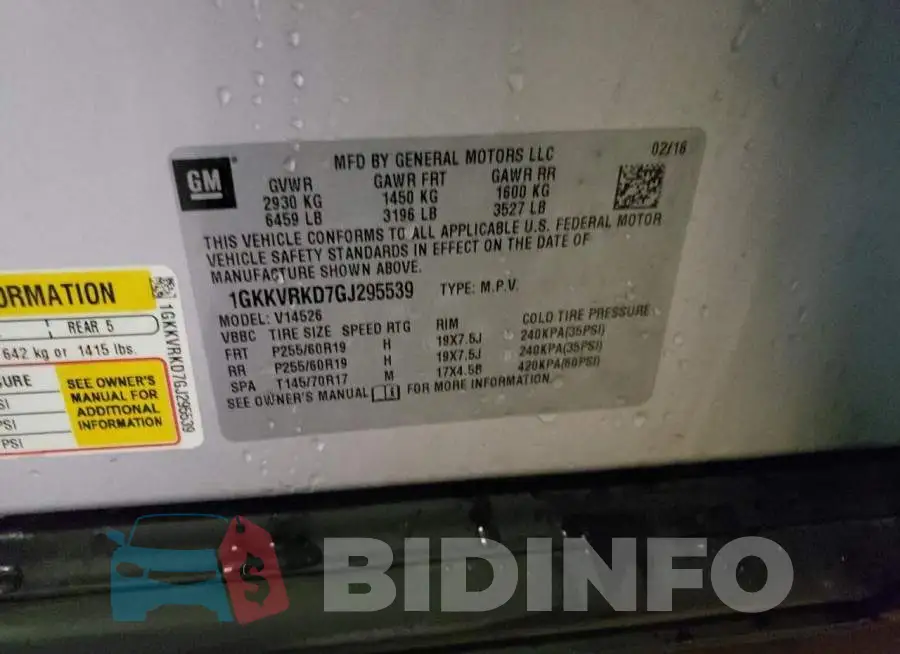 1GKKVRKD7GJ295539 Photo# 12