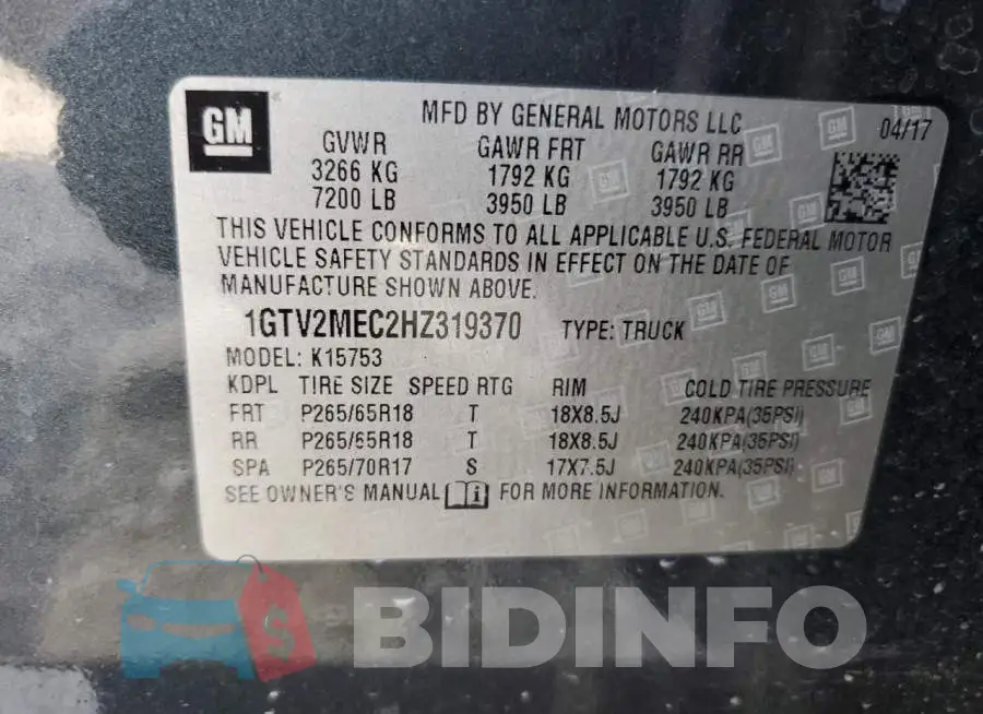 1GTV2MEC2HZ319370 Photo# 12