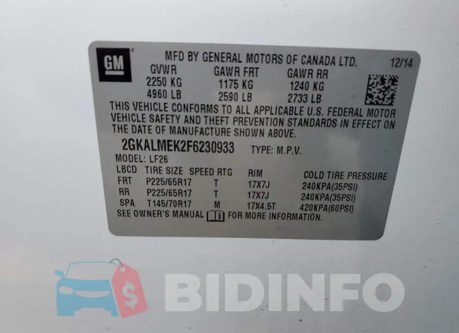 2GKALMEK2F6230933 Photo# 14