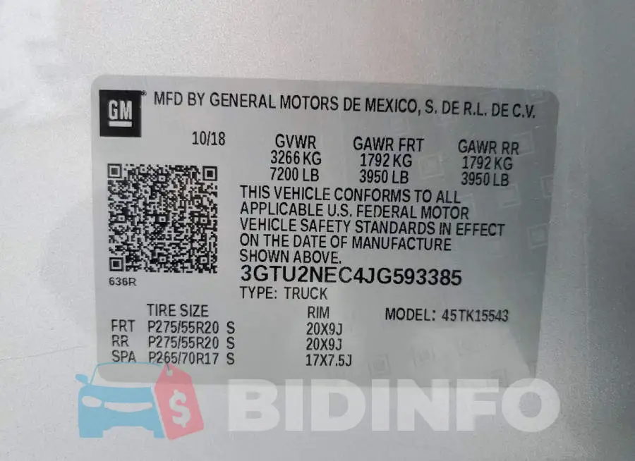 3GTU2NEC4JG593385 Photo# 13