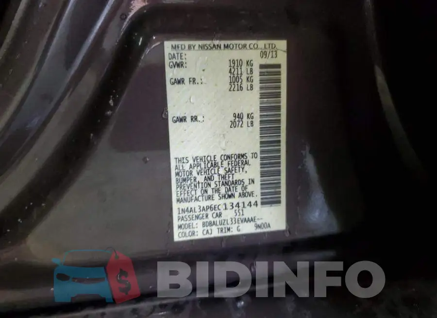 1N4AL3AP6EC134144 Photo# 12