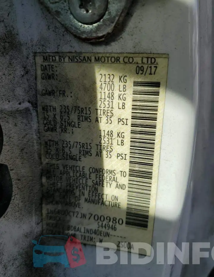 1N6BD0CT2JN700980 Photo# 12