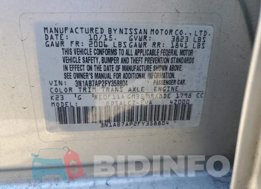 3N1AB7AP2FY358804 Photo# 13