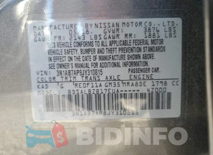 3N1AB7AP8JY310815 Photo# 13