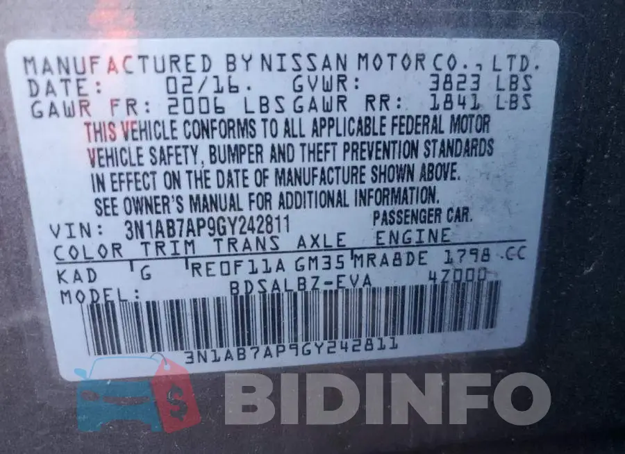 3N1AB7AP9GY242811 Photo# 12