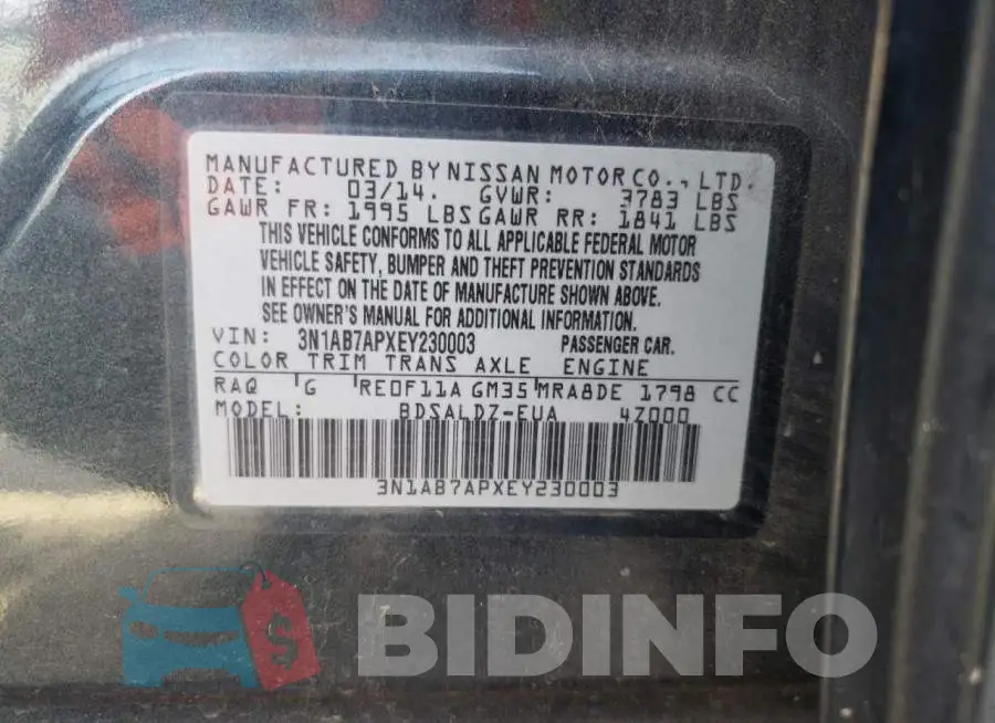 3N1AB7APXEY230003 Photo# 13