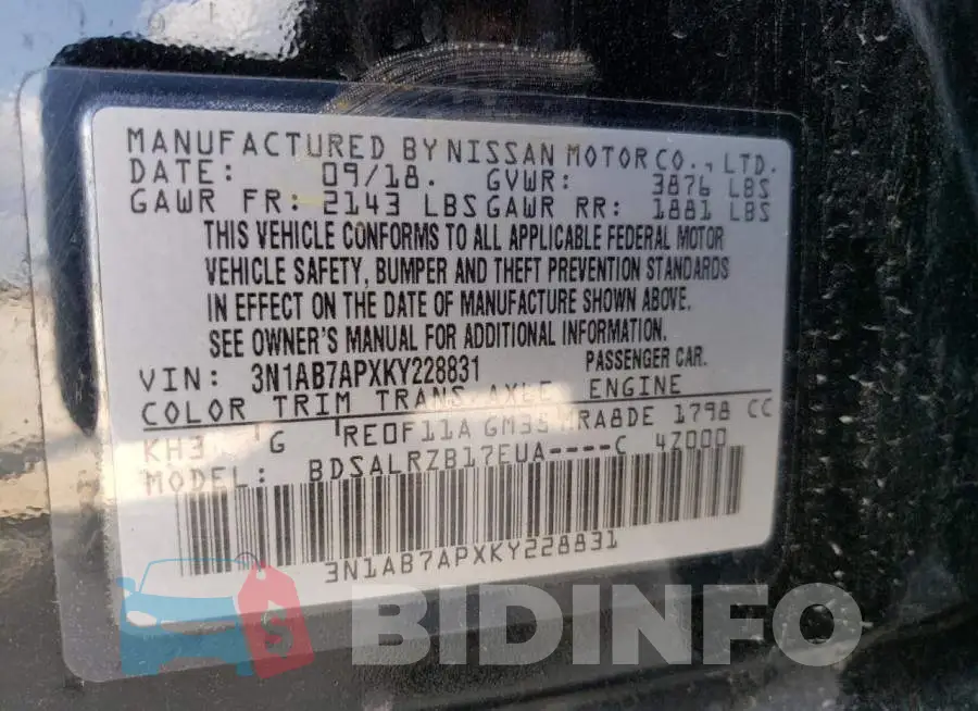 3N1AB7APXKY228831 Photo# 12