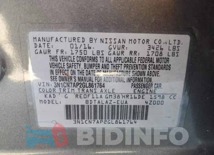 3N1CN7AP2GL861764 Photo# 12