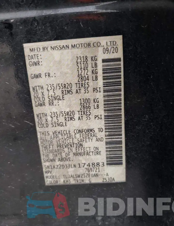 5N1AZ2DJ3LN174883 Photo# 14