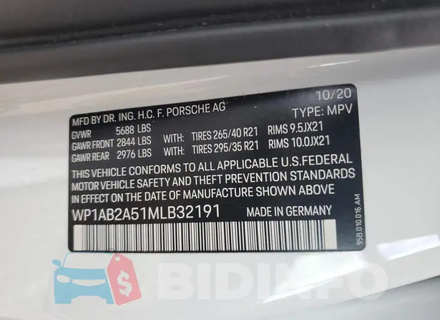 WP1AB2A51MLB32191 Photo# 12