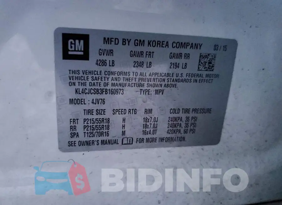 KL4CJCSB3FB160973 Photo# 13