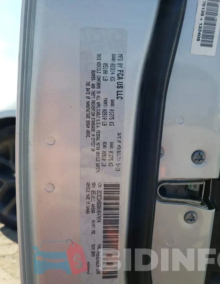 2C3CDXBG8KH647074 Photo# 12