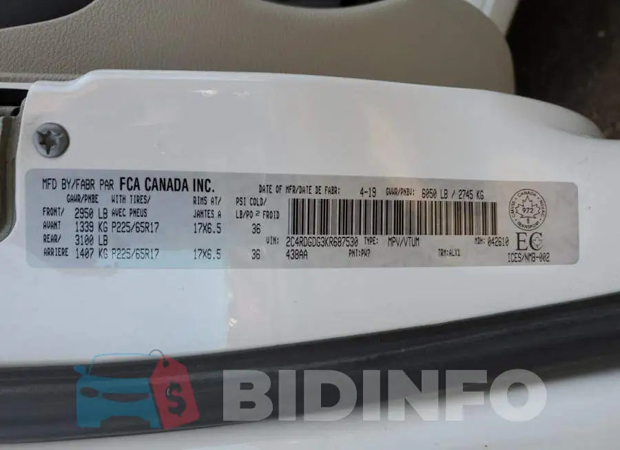 2C4RDGDG3KR687530 Photo# 13