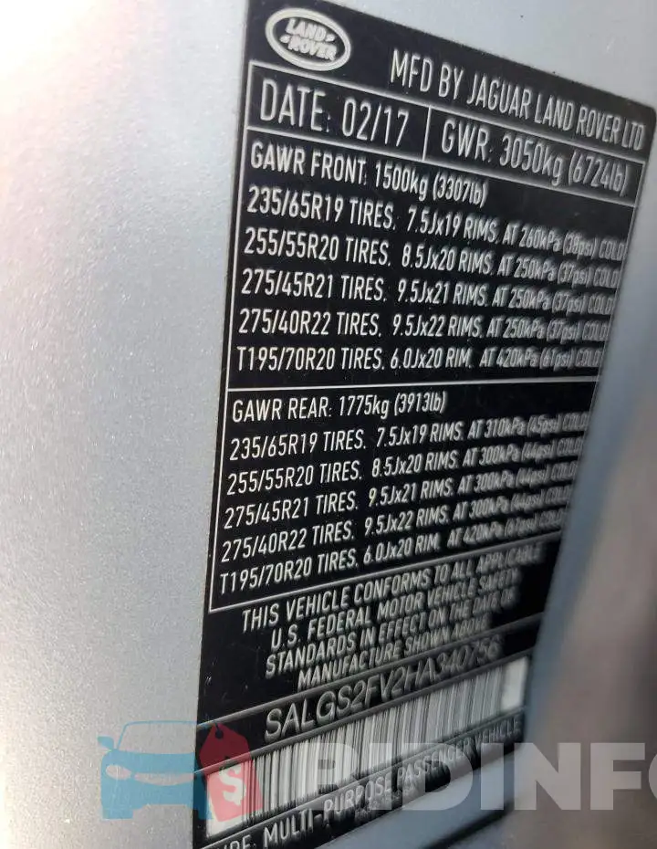 SALGS2FV2HA340756 Photo# 13