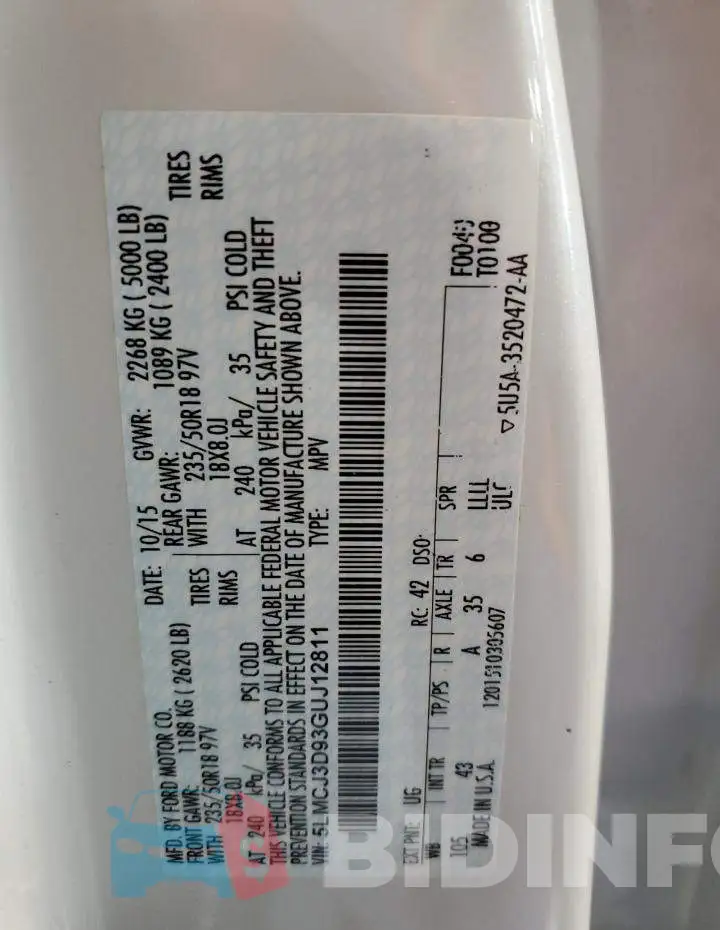 5LMCJ3D93GUJ12811 Photo# 12
