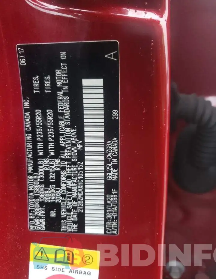 2T2BZMCAXHC105152 Photo# 12
