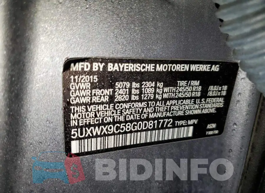 5UXWX9C58G0D81772 Photo# 13