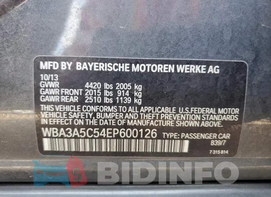 WBA3A5C54EP600126 Photo# 12