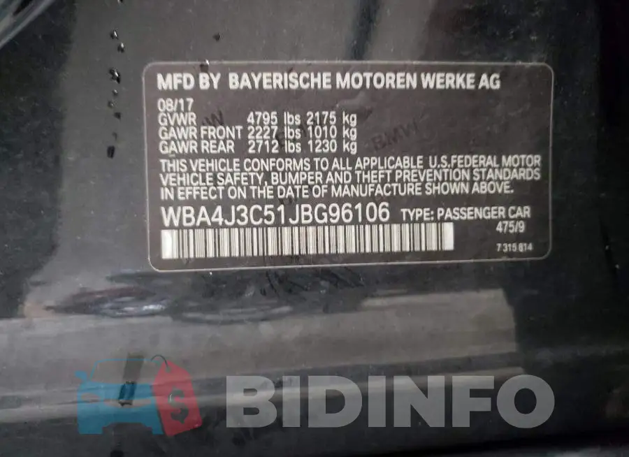 WBA4J3C51JBG96106 Photo# 12