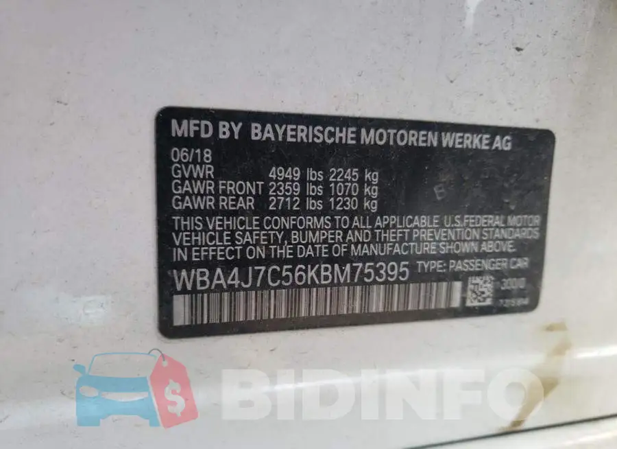 WBA4J7C56KBM75395 Photo# 12